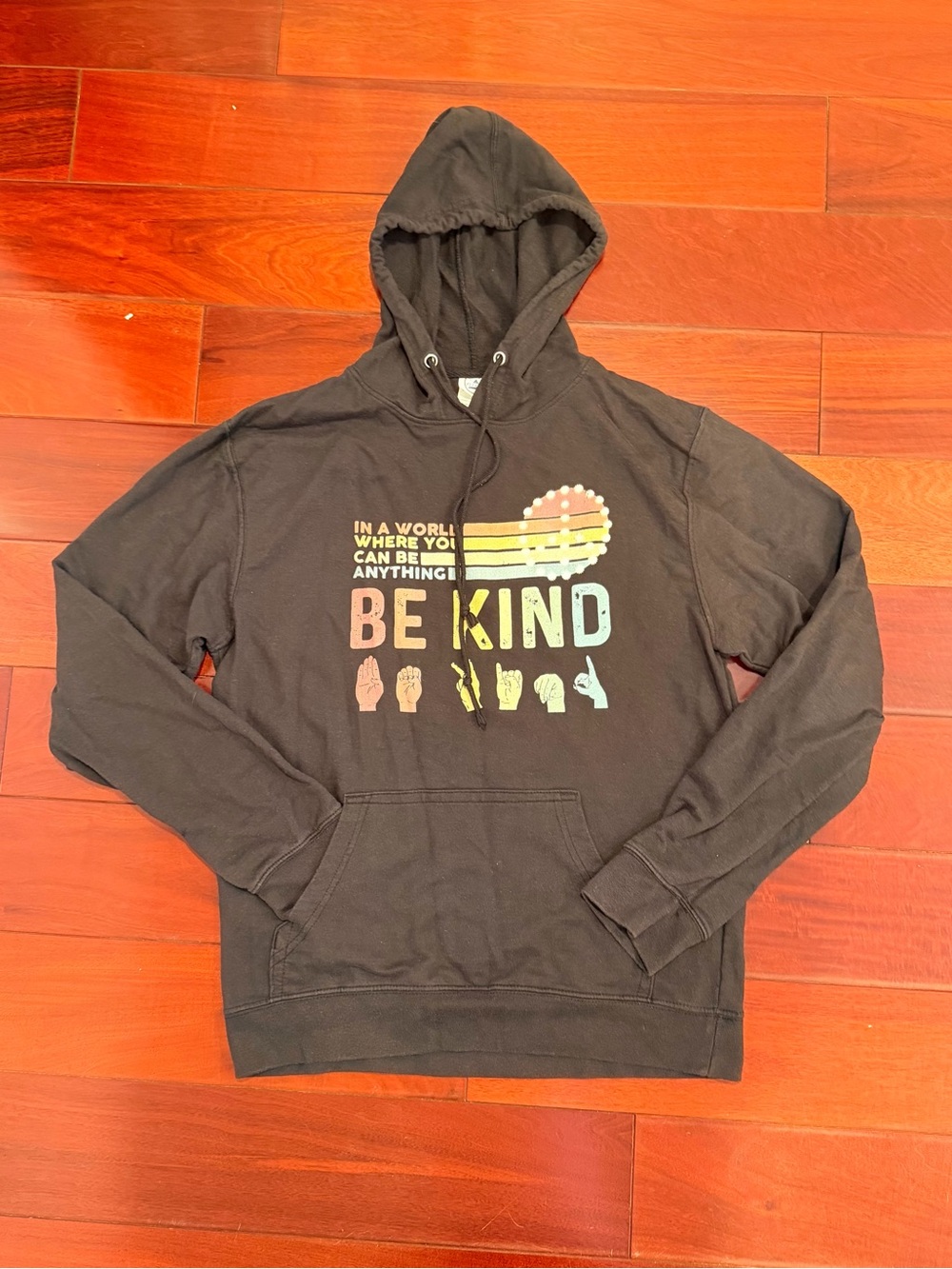 Delta Fleece Be Kind Graphic Hoodie Brown Large 20x25 Cotton Blend